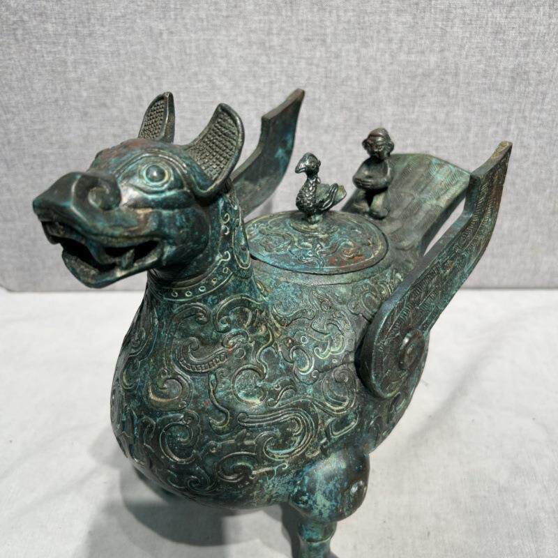 青铜鸟尊仿古青铜器办公室装饰品收藏艺术品摆件
