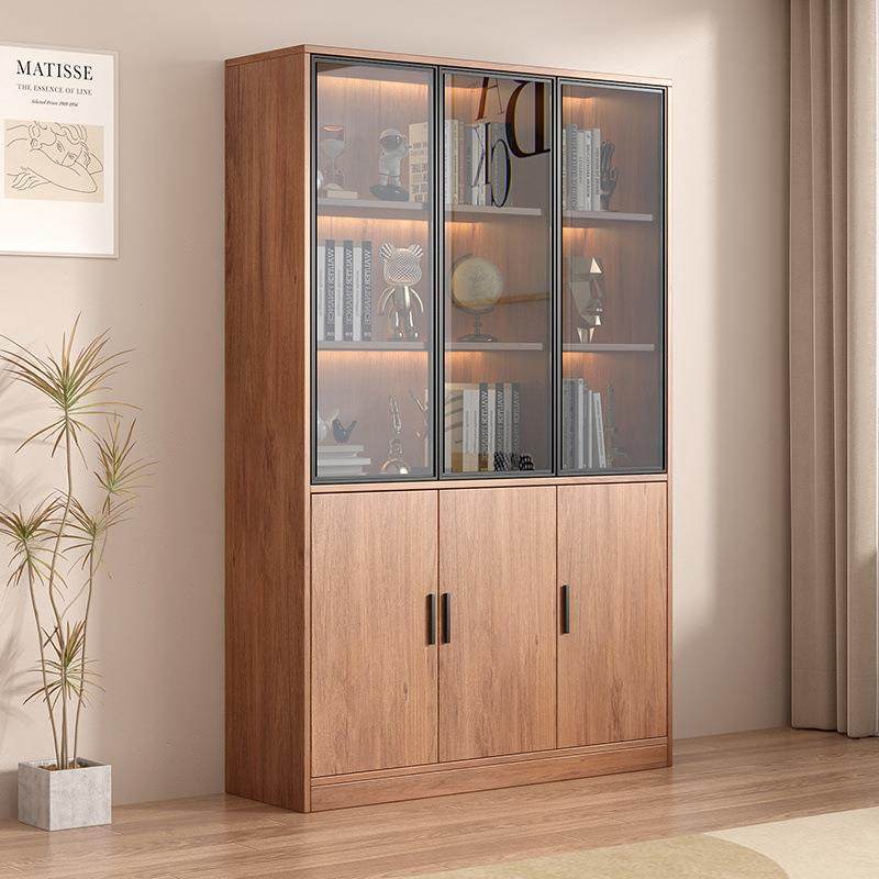 轻奢柜书客厅一件体靠璃墙带玻门柜子办公室文柜储见详情物柜展示