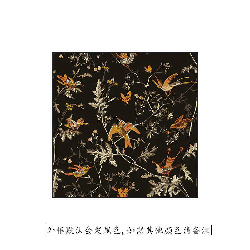 现代墙壁植物沙发 入户背景客厅方型花卉装饰画 花鸟挂画玄关美式