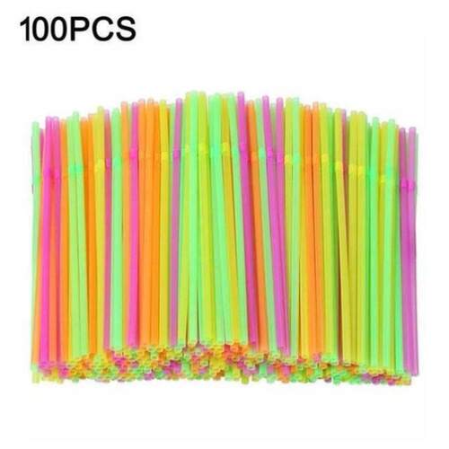 100pcs/Set Black Cocktail Straws Black Plastic Straw For Bir