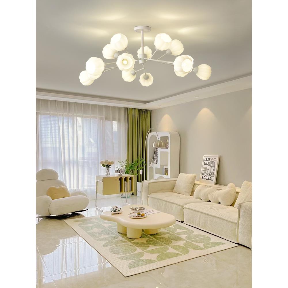 铃兰客厅吊灯油风网大厅主灯现代简约红法奶式花朵奢餐厅HZ6126卧