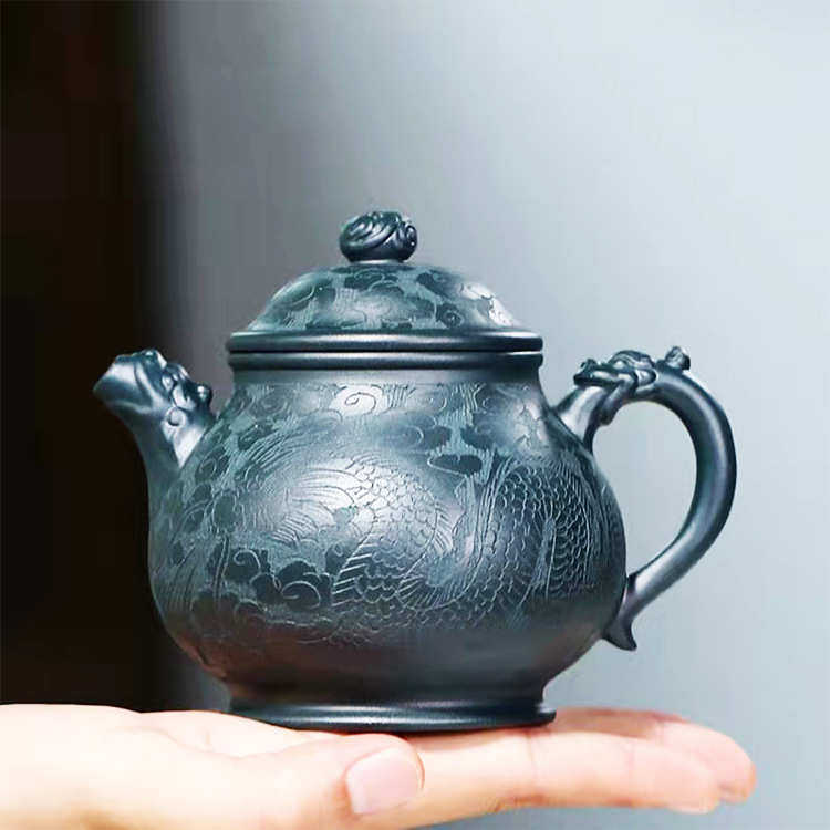 可批发办公家用功夫泡茶300cc茶壶龙玺潘壶宜兴原矿大容量紫砂壶