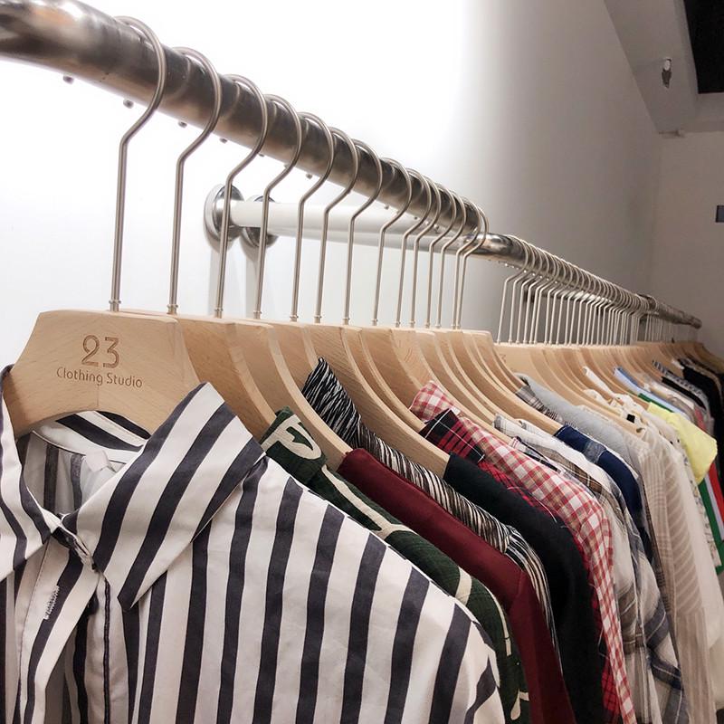 男女榉木衣架服装店专用实木植绒防滑无痕原木色木质新娘汉服婚礼