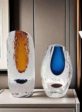 琉璃花瓶摆件客厅花轻餐奢风桌玄1720关厚重透玻璃明水养花器摆插