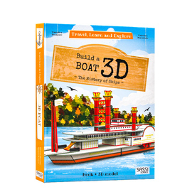 进口英文原版正版3d船模型书travellearnandexplorebuildaboat3d小学，stem科普创意手工操作亲子互动游戏书