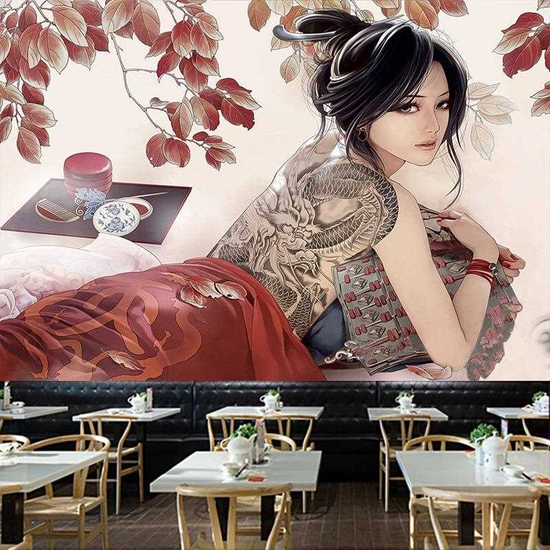 新款直销刺青工作室纹身店壁画图案墙布广告海报宣传画工作室背景