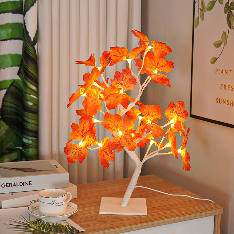 新款LEsdfy01D饰真枫叶U恩SB仿款树灯感节房间礼物装灯彩灯小夜灯