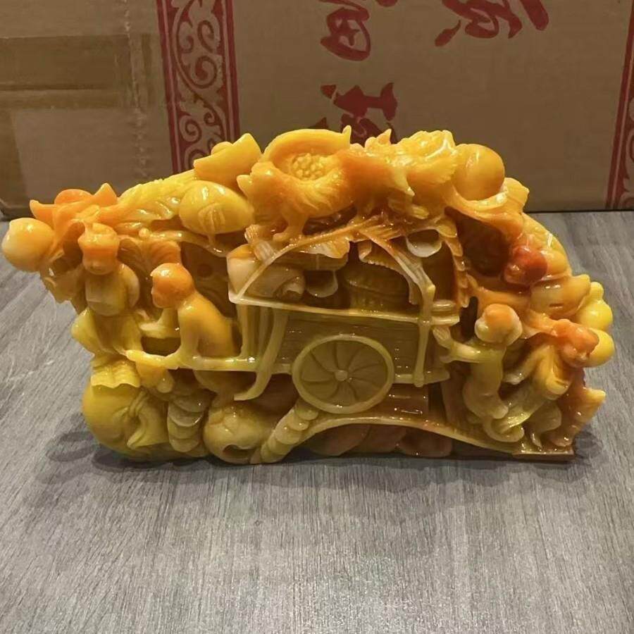 仿寿山石树脂摆件平步青云古玩收藏仿奇石寿山石仿古杂项工艺品