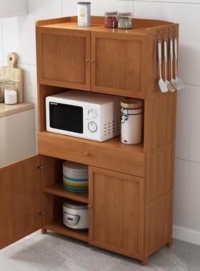 7K微波炉餐边柜现代简约厨房置物柜带门落地储物柜茶水柜实木收纳