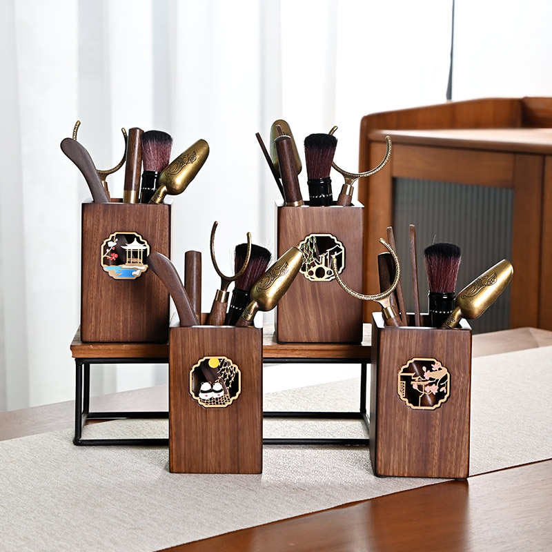 实木茶道六君子套装功夫茶具茶道零配件大全茶夹茶刀茶刷茶筒