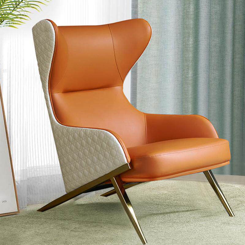 设计师TJXLO852北欧轻奢单人沙发意式客厅皮艺老虎椅高背懒人休闲