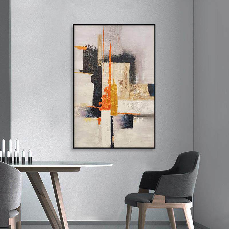轨迹现代简约餐厅挂画客厅沙发背景装饰画抽象油画长方形玄关挂画