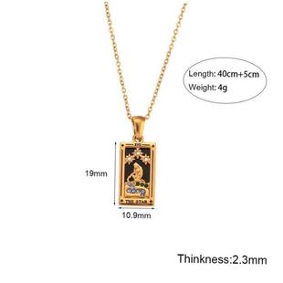 Tarot Stylish zircon rectangular necklace塔罗牌项炼 vintage