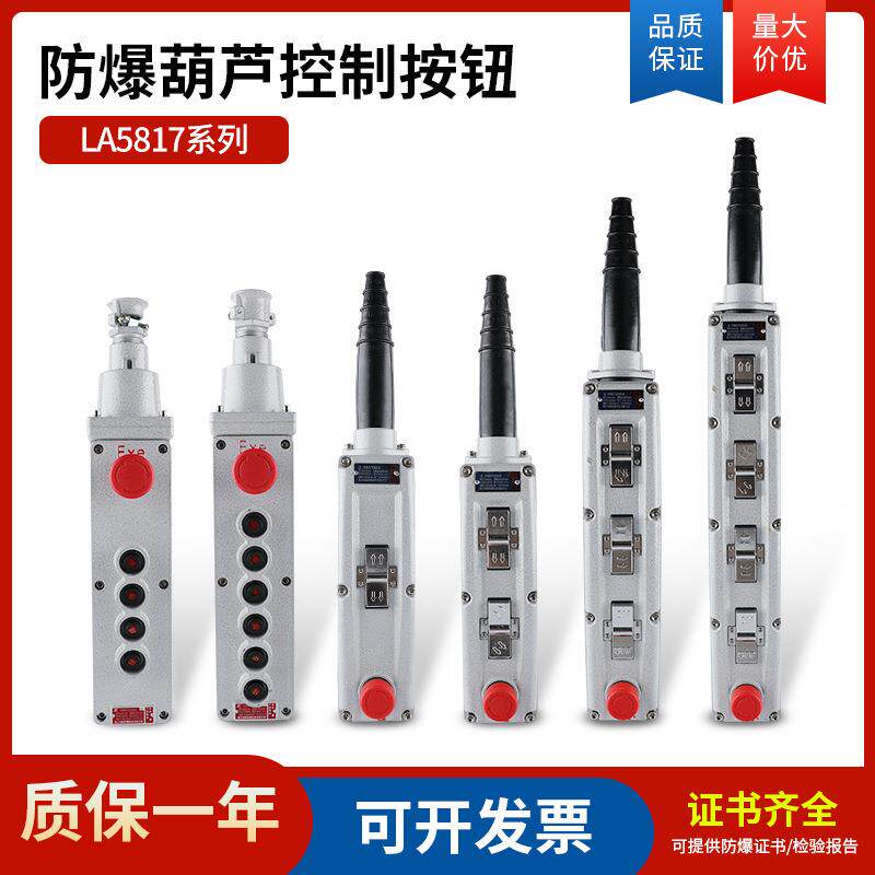 按钮开关盒6钮带急停防爆升降机控制按钮LA5817-6K防爆电动葫芦
