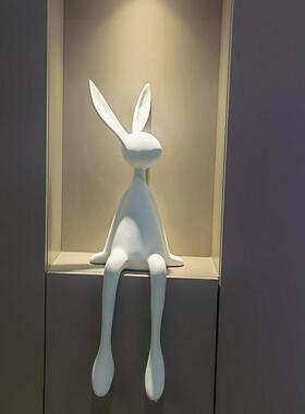 大白兔子坐姿摆件极简创意客厅玄关展示电视柜酒柜壁龛雕塑装饰品