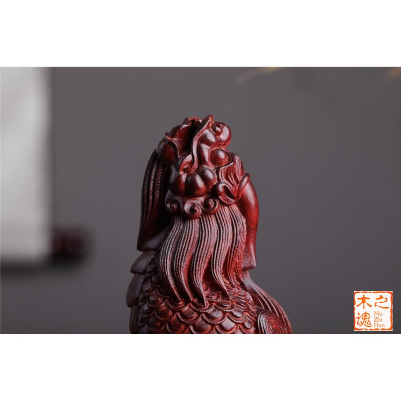 小叶紫檀木血檀雕刻文玩件望天吼家把玩旺财手把独YHS角神兽小居
