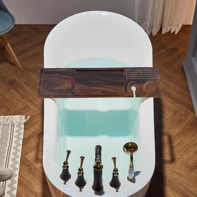 胡桃木实木浴缸置收物架浴落nz551地式家用生间洗卫漱台纳架室置