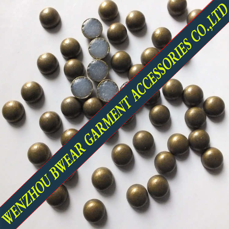 工厂锌合金烫片半圆10mm青古铜色铆钉批发烫片吸塑烫图