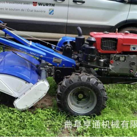 泥地田轮胎151底1HONGTONG8马力手盘扶拖拉机带椅耕作机座两轮手