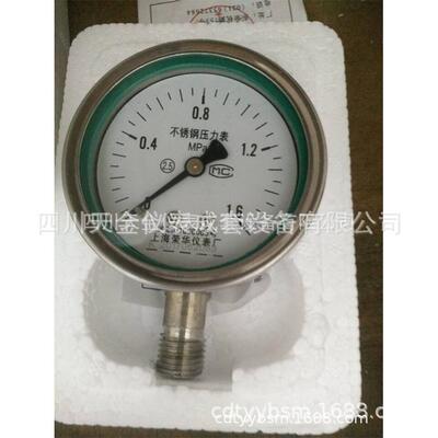 上海荣华不锈钢压力表Y-100BF径向水压油压液压表0~60MPA气压表