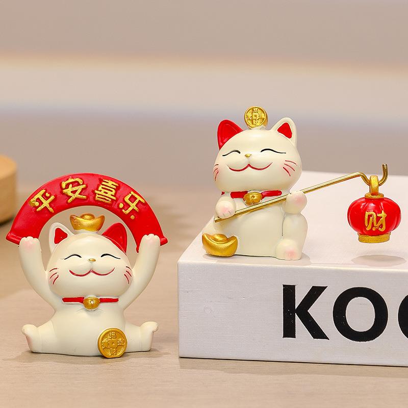 可爱手工办摆件招财猫装饰品公仔树脂工艺新品礼物款桌公室面礼品