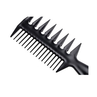 跨境亚马逊塑料黑色油头梳子男士 造型理发店多功能三面梳现货