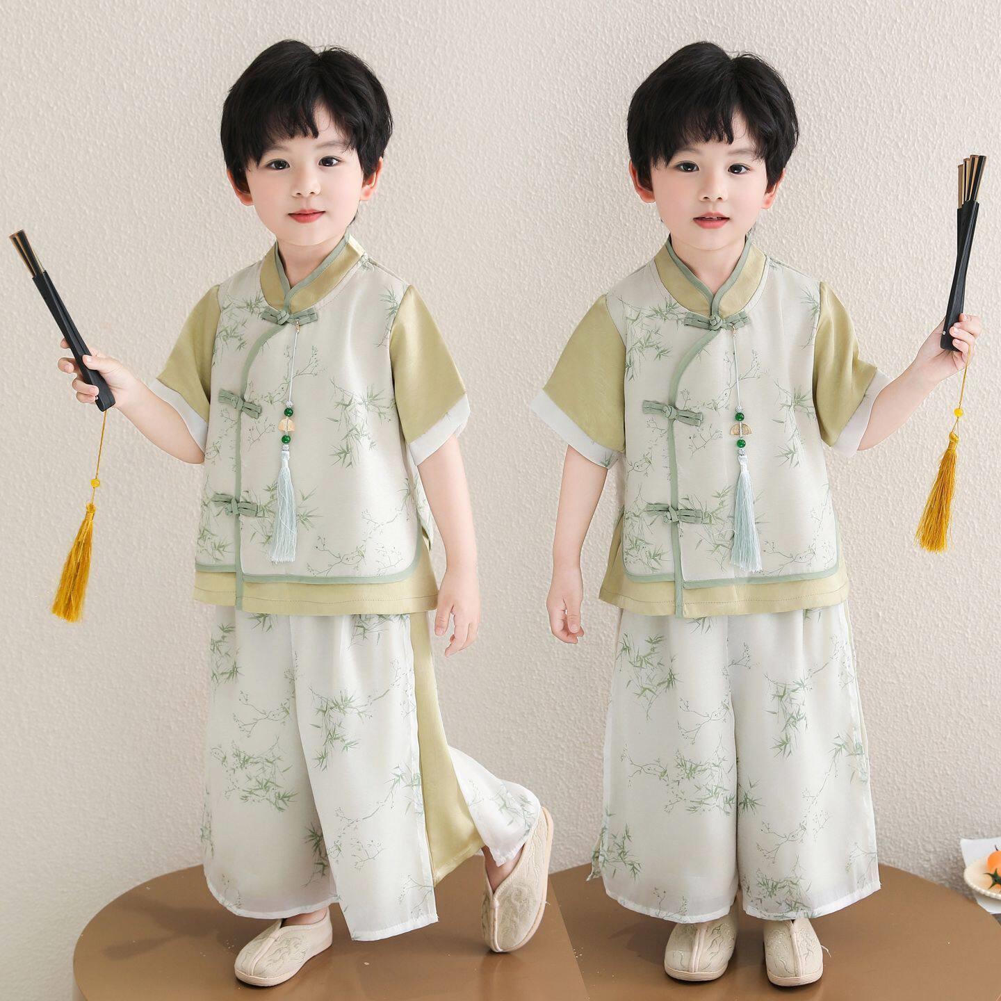 儿童汉服套装幼儿园夏季表演服新中式古装男女童唐装端午节演出服