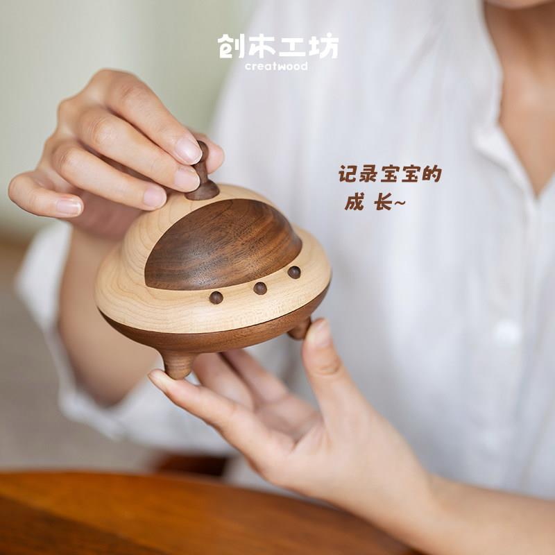 飞船乳牙盒/实木创意胎毛牙齿纪念收藏纳盒男孩储牙盒子儿童礼物