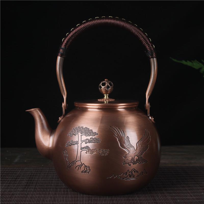 户外紫铜烧水壶 铜茶壶餐厅泡茶壶 茶具套装露营便捷闷壶金属茶壶