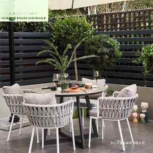 户餐外桌编椅院休闲藤椅岩板桌庭花园露天阳台防水防晒藤LMS-333