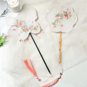 中国古风流苏团扇刺绣古典汉服手工蝴蝶扇石榴儿童圆扇子舞蹈扇