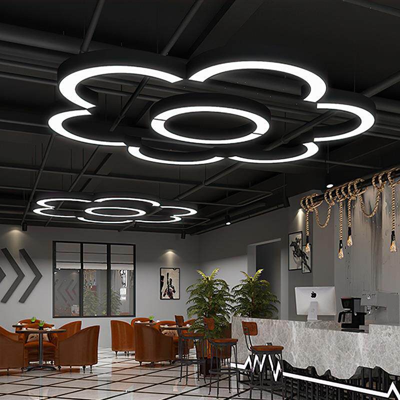 LED圆环弧形半圆吊灯办公室前台健身房网吧工业风造型灯具