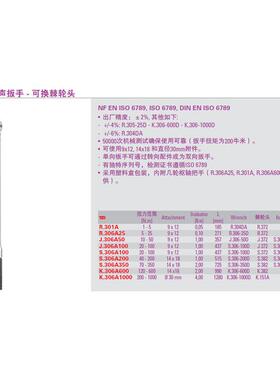 响声扭矩扳手 20-100NM 可换棘轮头扭力扳手 S.306A100