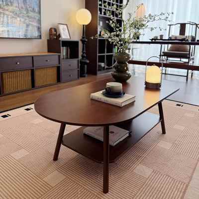 小户型茶几客厅家用2025新款高级感阳台极简小型茶桌中古风双层