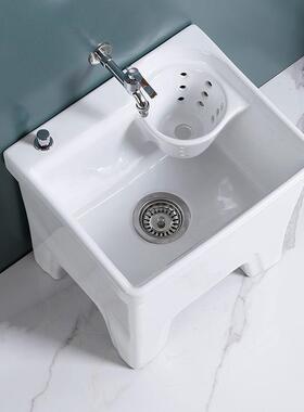 台带脚拖把池阳洗拖布池地水拖盆侧56746池带沥水篮自动排下陶瓷l