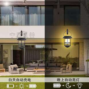 跨境太阳能壁灯户外防水复古庭院灯室外庭院氛围钨丝灯悬挂壁灯