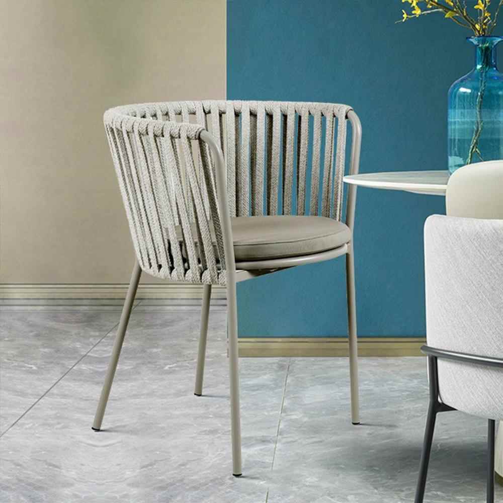 北欧现休闲户外圆桌外藤椅一桌四椅绳板桌庭室院阳台花园内代咨询