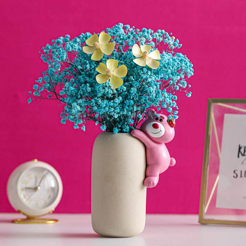 插花装饰品客厅电视柜摆饰草莓熊干花家居桌面之新陶瓷小花瓶摆件,家居饰品,花瓶,淘宝优惠券,粉丝福利购,淘宝优惠卷