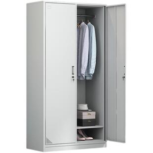 钢制二门更衣柜家用带锁储存物柜员工加厚铁皮卧室双门衣柜包邮