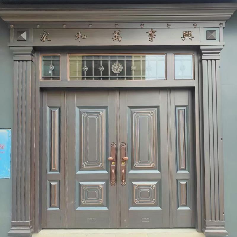 锌合金别墅大门双开门防盗门家用进户门仿铜门农村自建房入户门