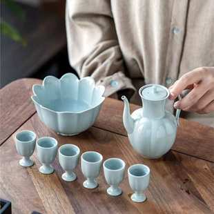 仿古温酒酒具套装 陶瓷中式 家用白酒清酒烫酒高脚酒杯商务礼品