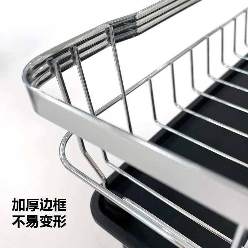 新中式碗碟沥水架厨房双层不锈钢色碗碟架厂家特大放碗碟置物架子