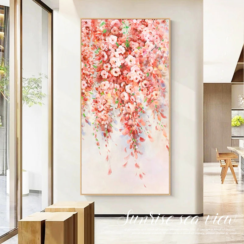 砖石画2025新款粉色花卉十字绣玄关风景钻石画满钻治愈水晶贴钻画
