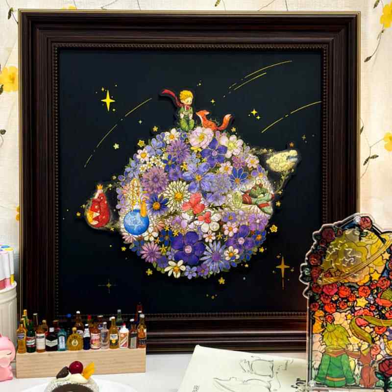 小王子拼图toi图益浪漫星球3d立体带相框异形木质手工diy女生礼物