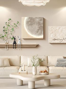 组油风奶客厅装饰画月球发背沙景墙挂画高级100368感大白墙壁画高