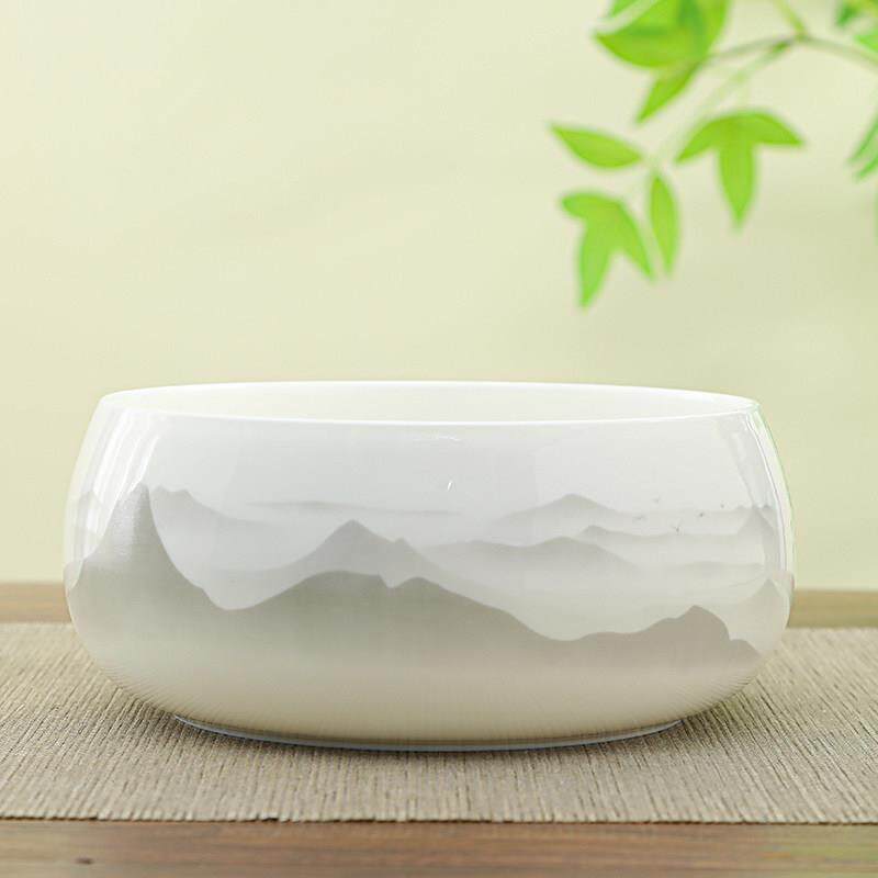大号茶洗陶瓷家用办公室茶渣缸水洗茶杯盆功夫茶具配件小水盂笔洗