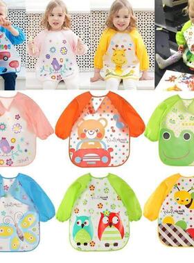 Cute Baby Bibs Waterproof Long Sleeve Apron Children Feeding