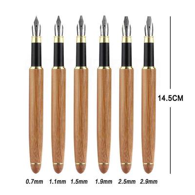 1PC Bamboo Calligraphy Art Fountain Pen Broad Stub Chisel-po