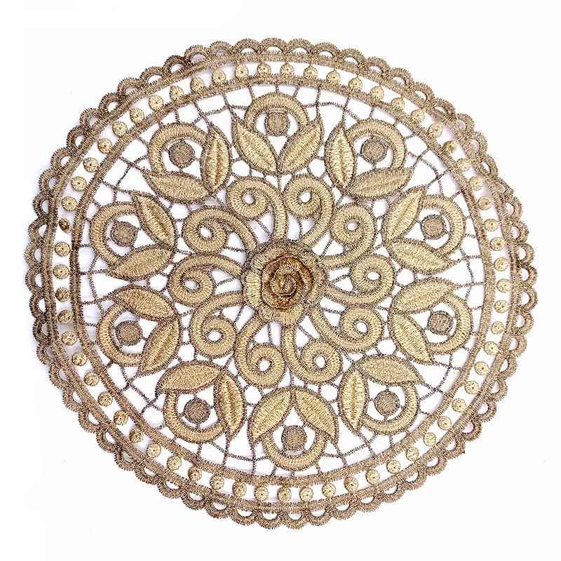 蕾丝绣花布片水溶花朵餐桌布桌布欧式布艺茶几布抱枕刺绣圆形垫子