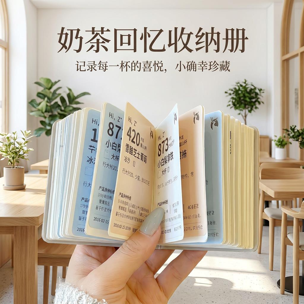 奶茶标签收集本咖啡订单标签收集册集邮本收藏收纳本可携式随身本手帐本